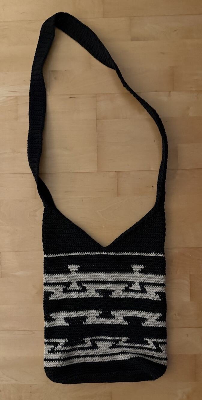 THE SAK HOBO CROCHETED BAG Black White Crossbody Hobo